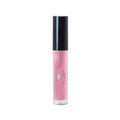 Pink lip gloss with black cap on a white background