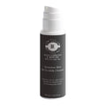 Cosmetic bottle with black label on a light gray background